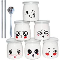 Yangbaga Vasos para Yogurtera- 6 Vasos de Repuesto Tarros Cristal Pequeños con Tapa Plastico para Preparar Yogures…
